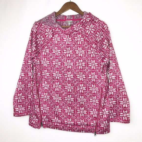 Talbots Tops - TALBOTS Red Snowflake Pullover with Hood